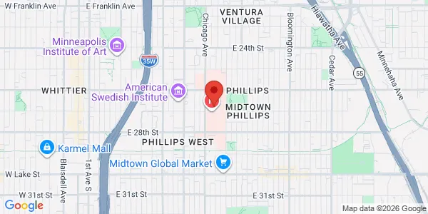 Map of 800 E 28th St Heart Hospital Minneapolis, MN 55407