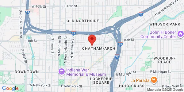 Map of 911 N East St Indianapolis, IN 46202