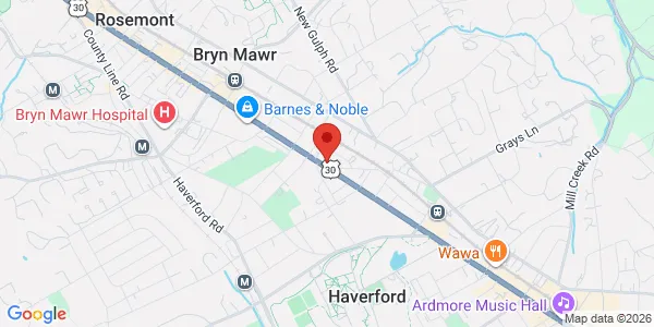 Map of 551 W Lancaster Ave Ste 401 Haverford, PA 19041