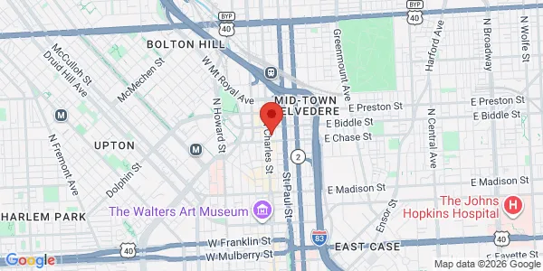 Map of 1111 N  Charles St Baltimore, MD 21201