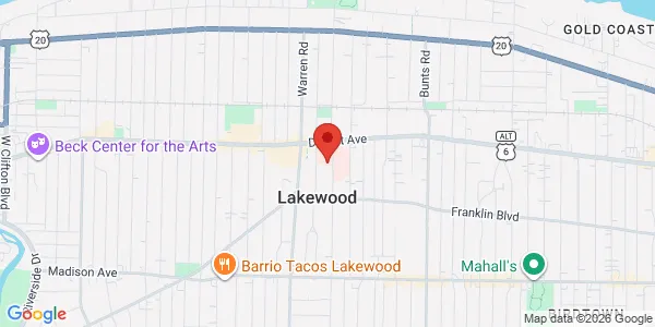 Map of 1450 Belle Ave Lakewood, OH 44107