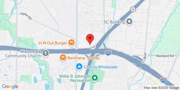 Map of 8131 Lbj Fwy Ste 100 Dallas, TX 75251