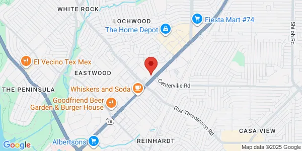 Map of 10611 Garland Rd Ste 101 Dallas, TX 75218