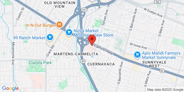 Map of 701 East El Camino Real Palo Alto Medical Foundation Mountain View, CA 94040