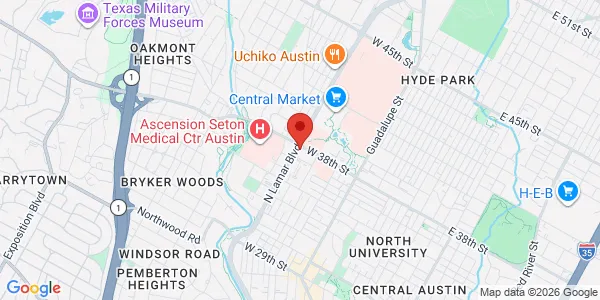 Map of 911 W 38th St Ste 101 Austin, TX 78705