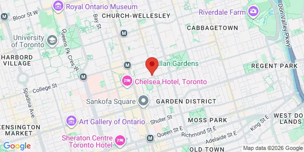 Map of 66 Gerrard St E Toronto, ON M5B 1G3 Canada