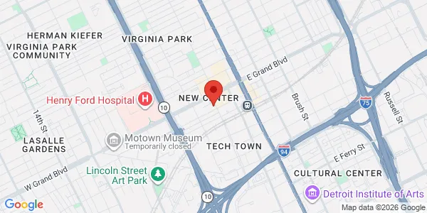 Map of 6525 2nd Ave Detroit, MI 48202