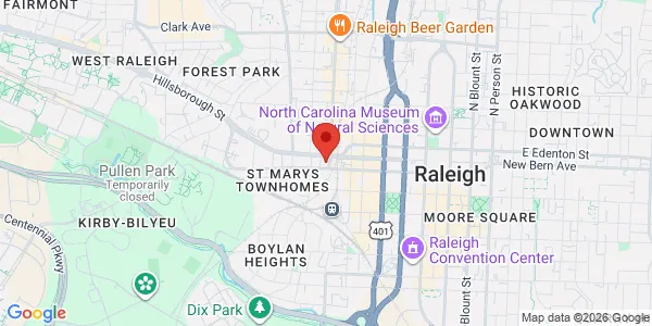 Map of 1 Glenwood Ave Raleigh, NC 27603