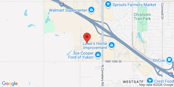 Map of 1605 Professional Cir Ste K Yukon, OK 73099