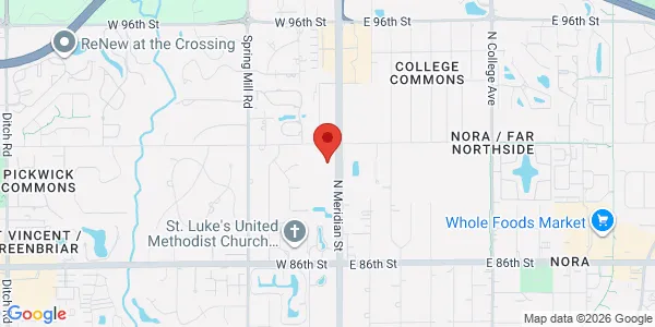 Map of 9002 N Meridian St Ste 106 Indianapolis, IN 46260