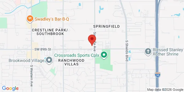 Map of 8901 S Santa Fe Ave Ste J Oklahoma City, OK 73139