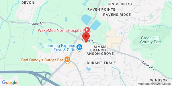 Map of 11001 Durant Rd Ste 106 Raleigh, NC 27614