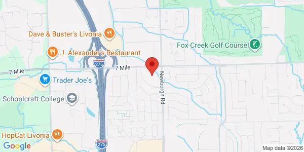 Map of 37595 7 Mile Rd Ste 110 Livonia, MI 48152