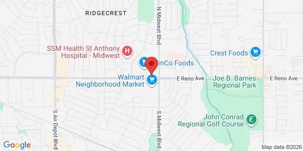 Map of 101 N Midwest Blvd Oklahoma City, OK 73110