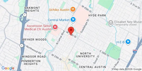 Map of 711 W 38th St Ste B2 Austin, TX 78705