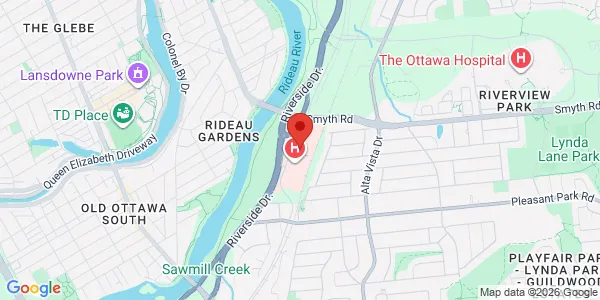 Map of 1919 Riverside Dr Ste 105 Ottawa, ON K1H 1A2 Canada