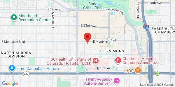 Map of 12348 E Montview Blvd Fl 2 Anschutz Health and Wellness Center Aurora, CO 80045