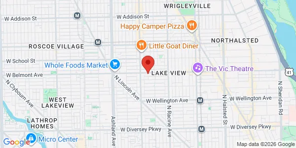 Map of 1333 W Belmont Ave Ste 100 Chicago, IL 60657