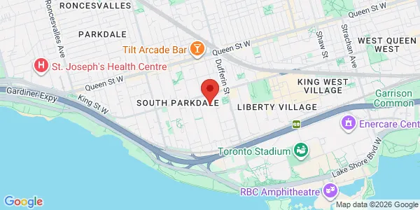 Map of 122 Tyndall Avenue Toronto, ON M6K 2E2 Canada