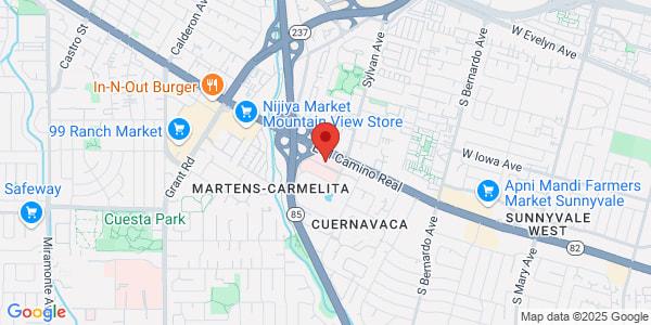 Map of 701 E El Camino Real Mountain View Center Mountain View, CA 94040