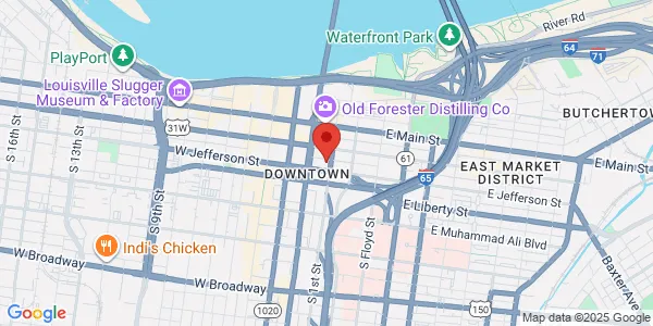 Map of 222 South First St Downtown Louisville, KY 40202