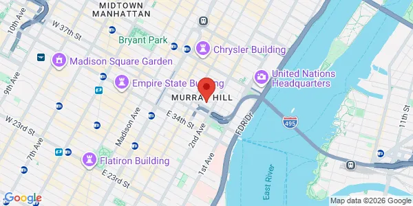 Map of 240 E 38th St Fl 18th 19th And 20th New York, NY 10016