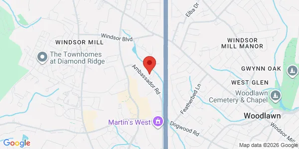 Map of 7100 Rutherford Rd Windsor Mill, MD 21244
