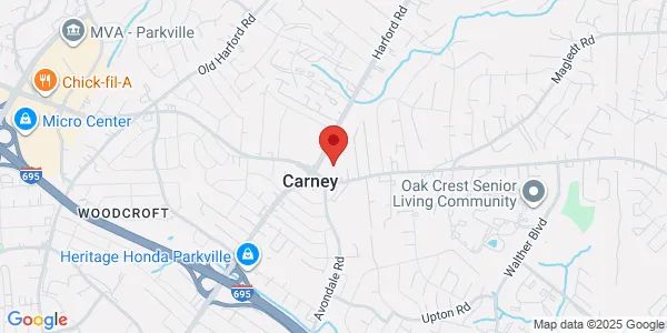 Map of 9613 Harford Rd Carney Village Shopping Center Parkville, MD 21234