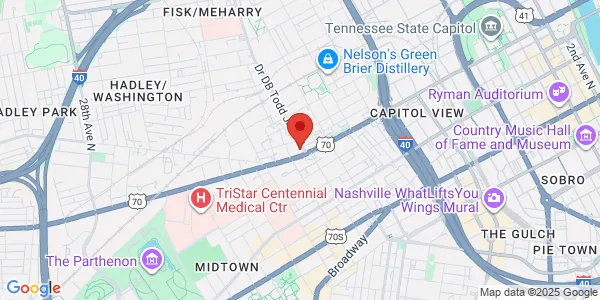 Map of 1800 Charlotte Ave Nashville, TN 37203