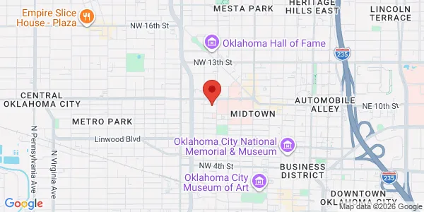 Map of 1015 N Shartel Ave Oklahoma City, OK 73102
