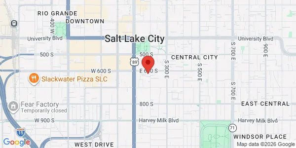 Map of 610 South 200 E Salt Lake City, UT 84111