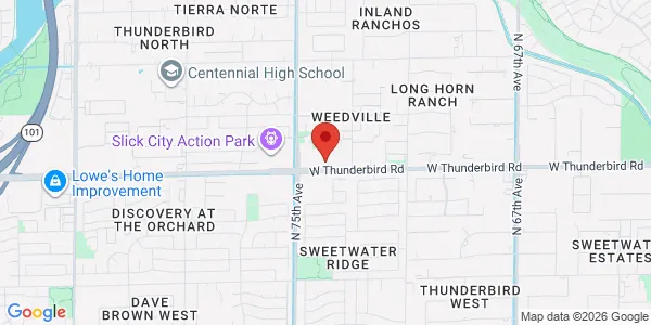Map of 7362 W Thunderbird Rd Ste 101 Peoria, AZ 85381