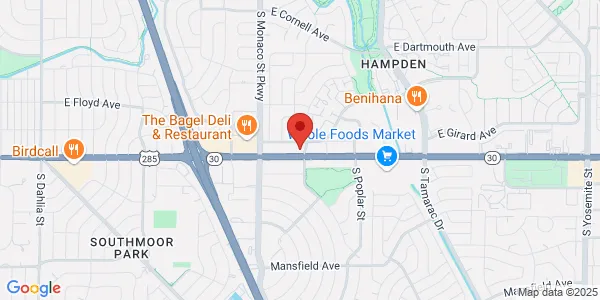 Map of 6895 E Hampden Ave Unit B Denver, CO 80224