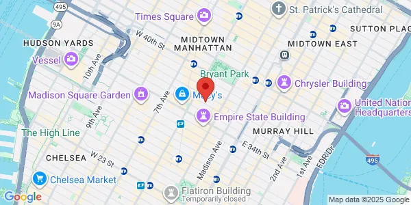 Map of 35 W 36th St Ste 7 E New York, NY 10018