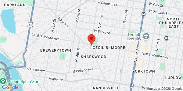 Map of 2144 Cecil B Moore Ave Philadelphia, PA 19121