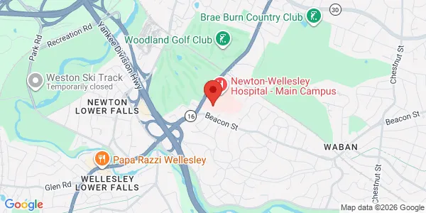Map of 2014 Washington St NWH Radiology Department Newton, MA 02462