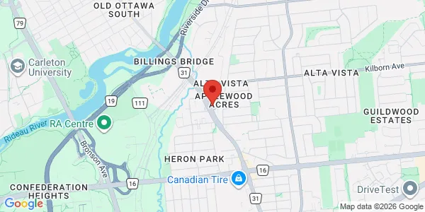 Map of 1385 Bank Street Suite 316 Ottawa, ON K1H 8N4 Canada