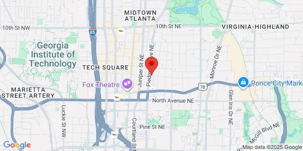Map of 741 Piedmont Ave NE Atlanta, GA 30308