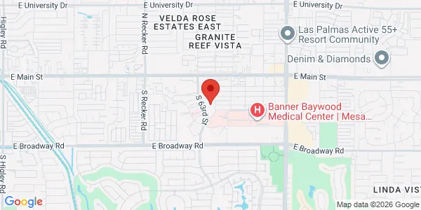 Map of 143 S 63rd St Ste 100 200 201 Mesa, AZ 85206
