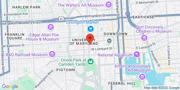 Map of 419 W Redwood St Baltimore, MD 21201