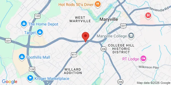 Map of 525 W Broadway Ave Maryville, TN 37801