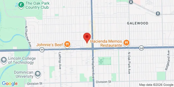 Map of 7230 W North Ave Ste 106B Elmwood Park, IL 60707