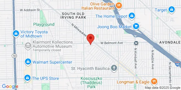 Map of 3927 W Belmont Ave Ste 103 Chicago, IL 60618