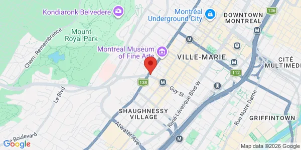 Map of 1538 Sherbrooke West Suite 1000 Montreal, QC H3G 1L5 Canada